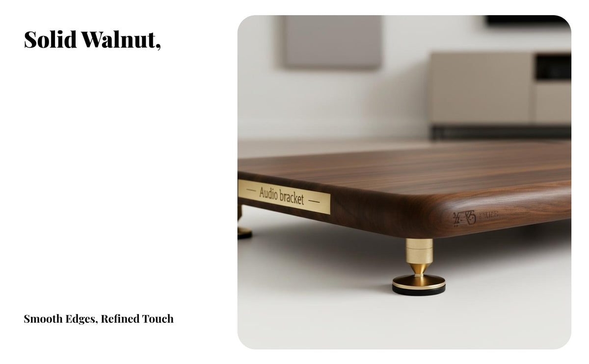 Reduces Resonance Soundbar Vibration Damping Riser Improves Sound Quality Subwoofer Isolation Base Anti-Slip Feet Walnut Wood Speaker Stand Hand-Polished Finish for Audiophiles, High-Fidelity Enthusiasts, Home Theater, Living Room