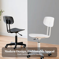 Adjustable Height Armless Swivel Desk Chair Blast-Resistant-Proof Gas Lift Armless Rolling Chair with Perforated Back Easy to Clean Office Furniture Ergonomic Design for Students, Home Workers, Adults, Study Room, Dormitory, Bedroom