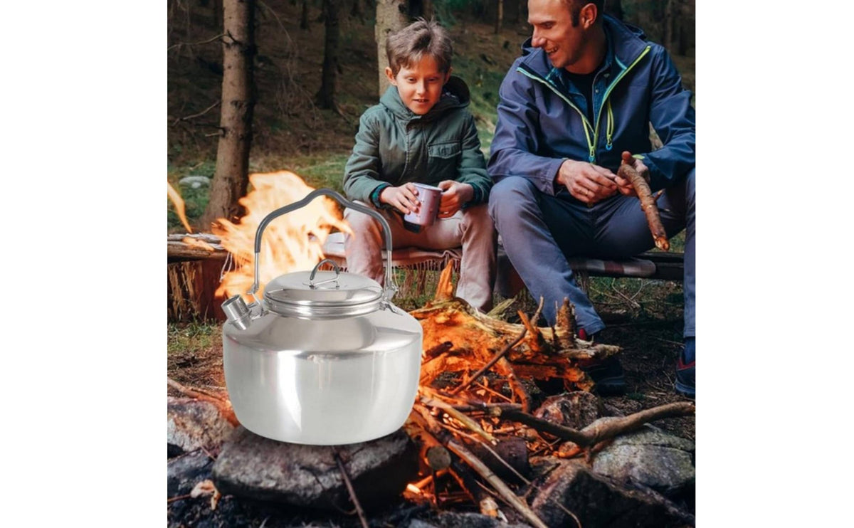 Stainless Steel Ultralight Camping Kettle Easy to Carry Camping Water Boiler Lightweight Portable Camp Kettle Flame-ready for Picnic, Hiking