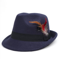 Fedora Hat for Men and Women with Colorful Feather Band, Classic Trilby Style for Wedding Guest and Parties, Lightweight Polyester Felt
