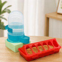 Cat Feeder and Waterer Set Automatic, Multi Pet Feeder for Quail, Anti Splash Food Trough Polymer Translucent Hue, Easy Assemble Feeder