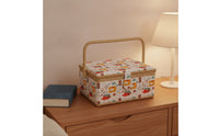 Sewing Basket with Space-Saving Tray Sewing Basket with Compartments Hinged Craft Organizer for Crafters