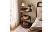 Three-Tier Side Table Open-Frame Side Table with Storage Shelves Compact Nightstand for Bedroom, Living Room