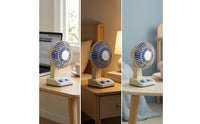 Rechargeable Fan with Vintage Grille Retro Desktop Fan with Control Dial Compact for Bedroom, Dorm Room, Nightstand
