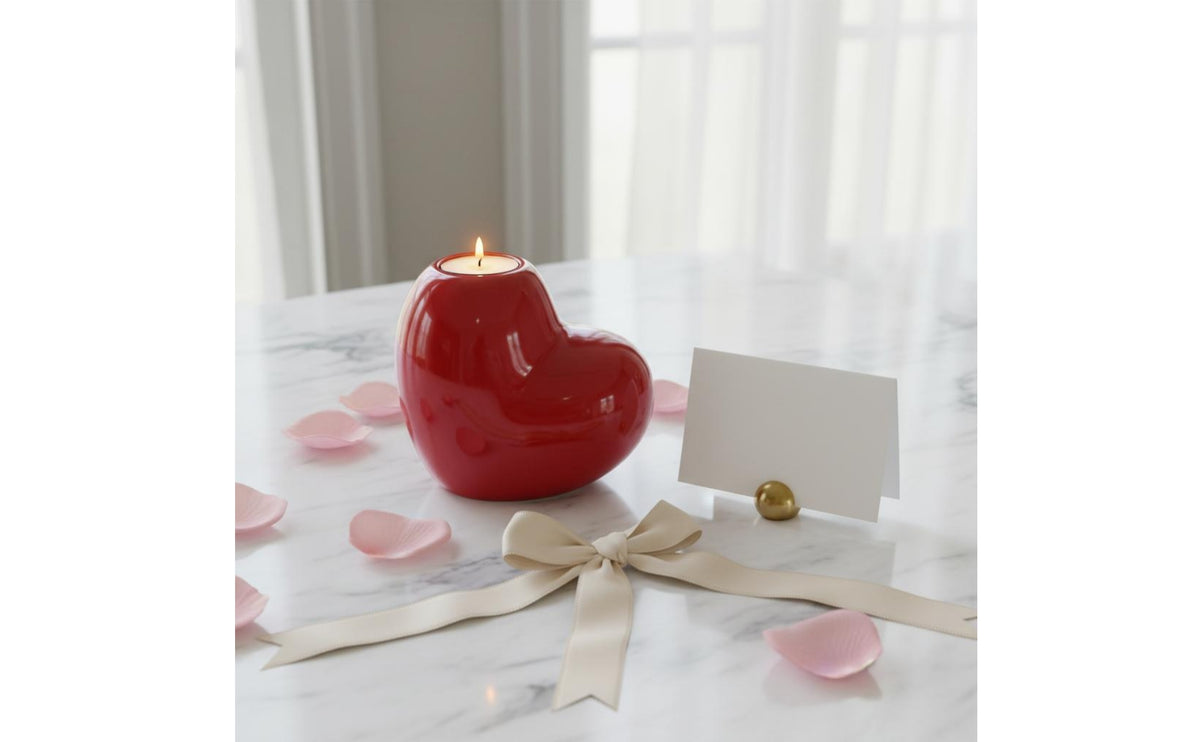 96 Pieces Red Ceramic Heart Candlestick Easy to Clean Heart-Shaped Candle Holder Polished Finish for Wedding