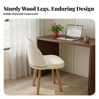 Creamy and design Upholstered rotating Chair with Casters Ergonomic supportrest Upholstered Vanity Chair Mobile Base Desk Seat Armless Design for Students, Makeup Users, Women, Study Room, Bedroom