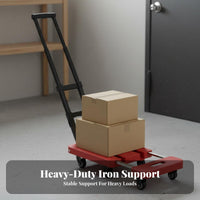 Space Saving Foldable Platform Truck Telescoping Handle Folding Utility Cart Heavy Duty Portable Flatbed Cart Extendable Base for Homeowners, Travelers, Warehouse Workers, Home, Shopping, Garage, Travel