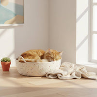 Woven Pet Bed Woven Nest Four-Season Round Pet Bed for Kittens, Small Dogs