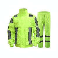 Long-Lasting Reflective Rain Suit Windproof High Visibility Rain Suit Adjustable Fit Fluorescent Safety Jacket and Pants Taped Sealed Seams for Road Workers, Emergency Responders, Cyclists, Roadside Work, Construction Sites