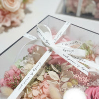 Permanent Petal Gift Box Real Flowers Acrylic Blossom Enclosure Everlasting Bloom Arrangement for Girlfriend, Wife, Anniversary, Wedding, Home Decor