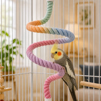 Bendable Rope Perch Easy to Install Bird Cage Climbing Toy Twisted Rope Toy with Metal Screw Fittings Pastel Gradient for Parrots, Small Birds, Budgies