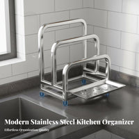 Pot Lid and Board Holder Installation Stainless Steel Countertop Organizer Multi-Functional Kitchen Rack