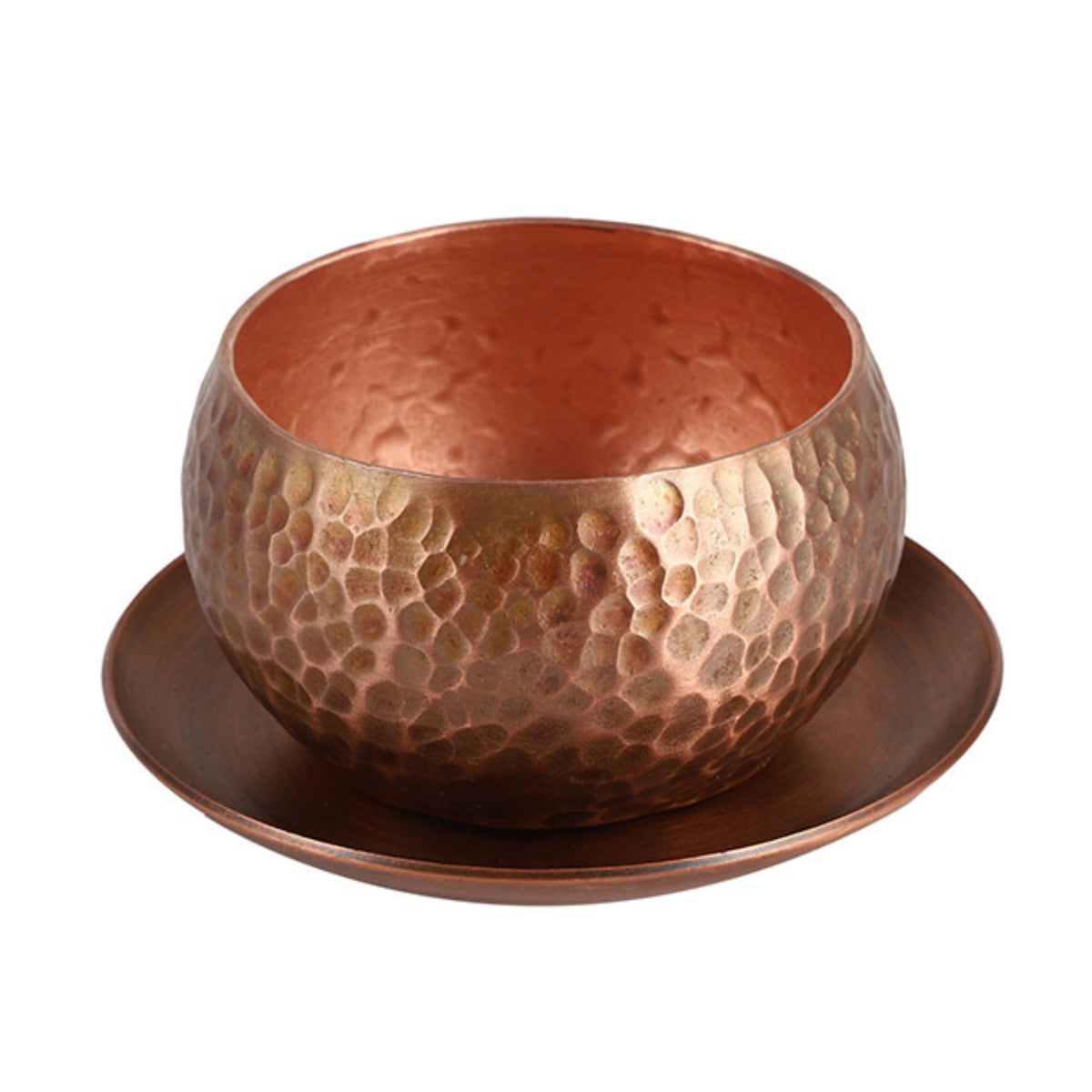 Copper Cup with Saucer Elegant Copper Tea Cup Low Profile Drinkware for Hosts, Desk