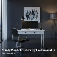 2-Drawer Wooden Desk pure wood Writing Table Light Luxury With Storage Drawers for Adults, residents, Study Room
