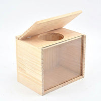 Chinchilla Sand Bath Container and Wooden Sand Bath, Panoramic Pet Bath with Vented Sides and Metal Sieve, for Chinchillas and Squirrels