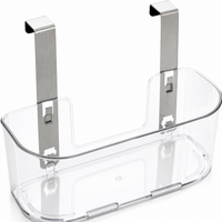 Over Door Storage Basket, Clear PET Bathroom Organiser, Wardrobe Storage, No Drill Hanging Organiser for Students