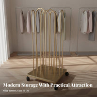 Space Saving Mobile Hanger Storage Rack Minimalist Design Rolling Hanger Stacking Stand Heavy Duty Shop Fixture Large Capacity for Boutique Managers, Apartment Dwellers, Stockroom, Bedroom, Laundry Room, Entryway
