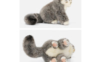 Pallas's Cat Stuffed Soft Stuffed Cat with Fuzzy Tail Toy Cute Seated for Collectors, Nursery, Desk