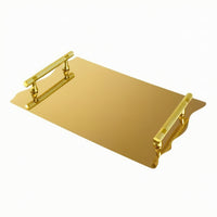 Mirror-Polished Serving Tray with Handles Decorative Stainless Steel Serving Tray Silver Platter Modern for Vanity