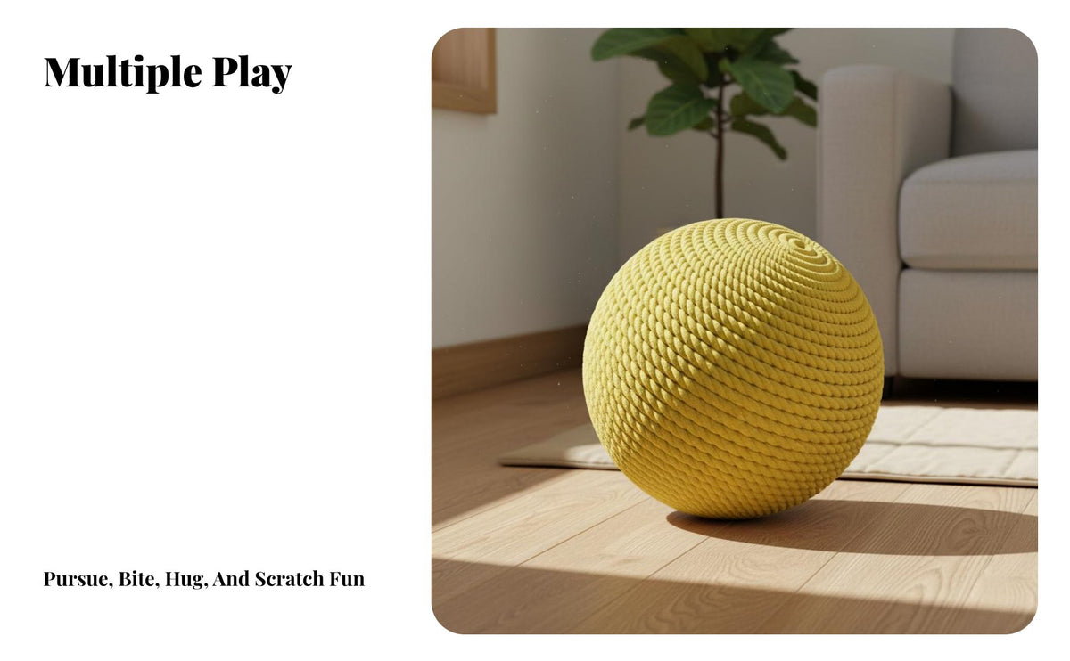 Chew Resistant Sisal Cat Ball Long-Lasting Cat Scratching Ball Toy Self-Entertaining Pet Supply Boredom Relief for Indoor Cats, Kittens