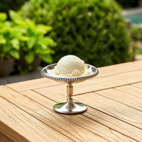 Vintage Dessert Cup with Pedestal Retro Stainless Steel Dessert Bowl Elegant Footed Bowl Long-Lasting for Hosts, Home Kitchen, Cafes