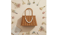 Wicker Picnic Basket Versatile Flower Girl Basket Retro Design Rattan Style Tote for Women, Home Decor, Beach, Shopping