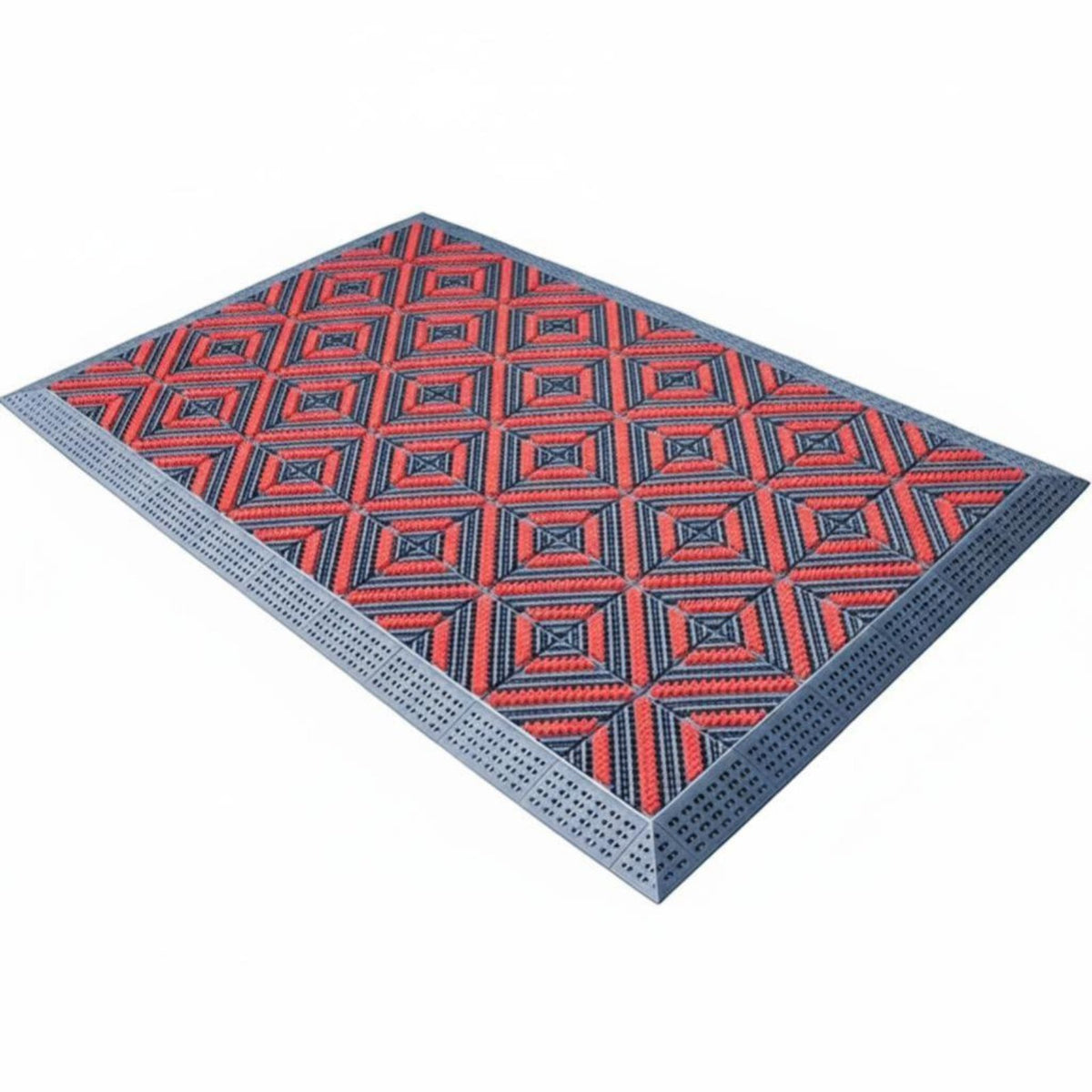 Anti-Slip Textured Safety Flooring Waterproof Interlocking Brush Tile Mat Dirt Scraping Floor Covering Commercial Grade for Business Owners, Homeowners, Property Managers, Outdoor Entrance, Entryway, High-Traffic Areas, Storefront