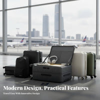 Expandable Design Front-Opening Trolley TSA-Approved Lock Frontentry hand luggage casters Suitcase Adjustable Handle for voyagers, Business Professionals, escapeers, escape, Boarding, Airport, short trip
