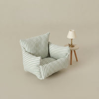 Doll Sofa with Striped Textile Miniature Dollhouse Sofa Compact Couch for BJD Display