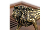 Collectible Solid Brass Lion Statue Detailed Carving Brass Lion Figurine Artisan-Made Antique Design Creature Sculpture Long-Lasting for Collectors, Feng Shui Enthusiasts, Bookshelf, Car Dashboard