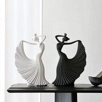 2 Pieces Artistic Dancer Figurine Modern Dancing Figurine Pleated Abstract Woman Statue Decorative for Art Lovers, Homeowners, Tabletop, Living Room, Entryway, Shelf
