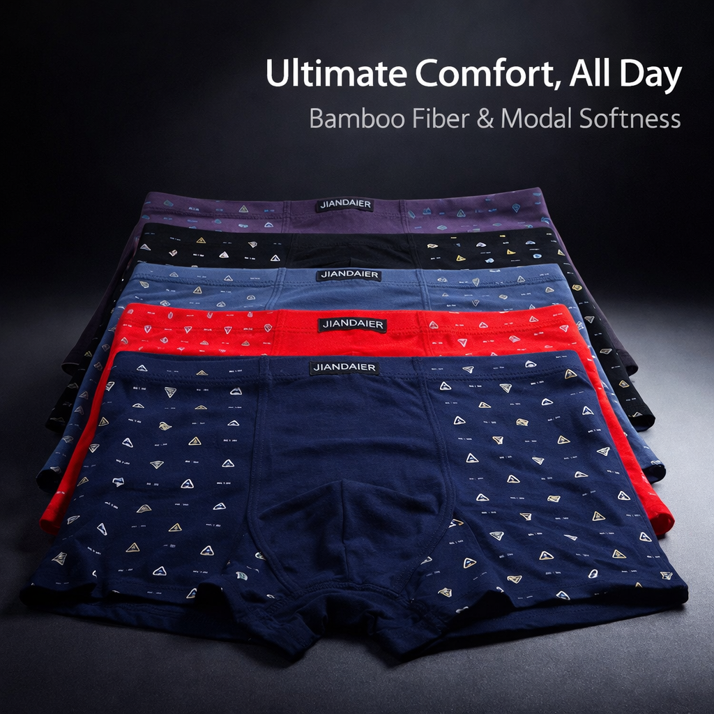 Boxers in Soft Bamboo Modal Blend for Everyday Wear, Moisture Wicking Breathable Underwear, Mid-Rise Waist Design, All Season Comfort