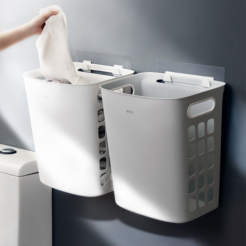 Wall-Mounted Laundry Hamper Plastic Clothes Storage Basket for Bathroom and Home