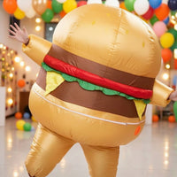 Inflatable Burger Costume Full-Body Inflatable Hamburger Costume Eye-Catching Apparel for Adults, Halloween, Cosplay