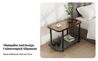 With Wheels Wheeled Sofa Side Table Space-Saving Bedside Stand C-Shaped Design Household Furniture 2-Tier Storage for Apartment Dwellers, Distant Workers, Living Room, Bedroom, Small Areas, Balcony
