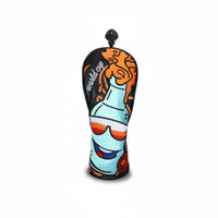 Waterproof Embroidered Golf Wood Cover Wear-Resistant PU Leather Golf Club Protector Long-Lasting Cartoon Beer Bottle Headcover Soft Inner Lining for Golfers