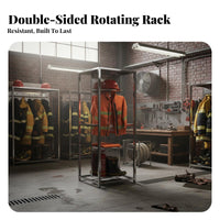 Double Sided Fire Suit Hanger Heavy-Duty Stainless Steel Firefighter Gear Rack Remote Control Rotating Turnout Gear Stand for Firefighters