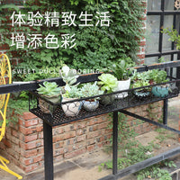 Outdoor Balcony Wall-Mounted Iron Railing Hanging Plant Pot Holder European Style Flower Stand