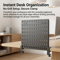 Peg Board Desk Organiser, Versatile Attachable Pegboard with 15 Accessories, Customisable for Desktop Storage & Craft Rooms