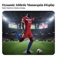 Soccer Player Mannequin Sturdy Fiberglass Construction Male Sports Mannequin Realistic Muscle Texture Kicking Pose Display Figure for Clothing Stores