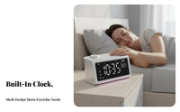 Multifunctional Ambient Sound Alarm Clock All-in-1 Bluetooth Speaker Clock Snooze Function for Heavy Sleepers, Adults, Dorm Room, Desk