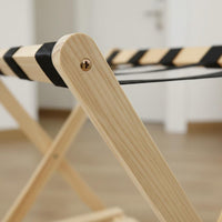 Easy to Fold Folding Luggage Rack Space Saving Foldable Luggage Stand Natural Wood Folding Shoe Rack Multi Use for Entryway, Hotel