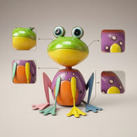 Metal Frog Figurine Hand-Painted Metal Frog Statue Garden Statue Colorful Artisanal for Gardeners, Patio, Balcony