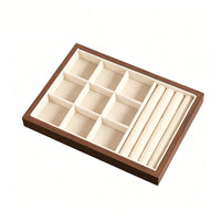 Walnut Jewelry Tray Walnut Jewelry Display Space-Saving Velvet Lined Band Holder for Women
