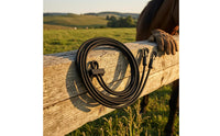 Snap Hooks Braided Rope Rein Black Equestrian Reins Flexible Bridle Accessory Round Profile