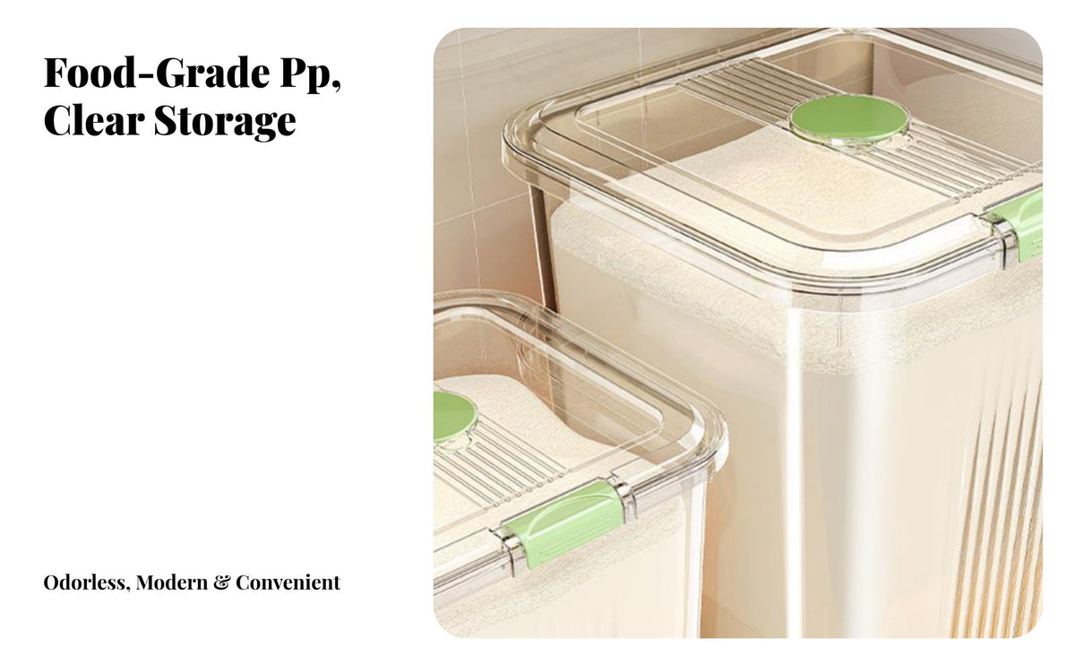 Flour Storage Bin Water-Resistant-Resistant Rice Storage Container Includes Measuring Cup Airtight Grain Bucket for Kitchen