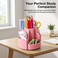 Desk Organizer with 5 Tier Rotating Compartments, Pencil Holder for School Supplies, Desktop Storage Stationery