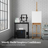 Space-Saving Wheeled Computer Tower Shelf Multi-Functional Printer Stand Mobile Design Office Furniture Lockable Casters for Students, PC gaming enthusiasts, Study Room, Under Desk, Bedroom