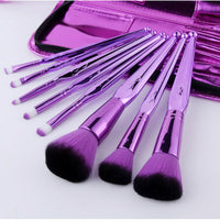 8-Piece Mini Makeup Brush Set with Electroplated Teardrop Handles and Zipper Pouch