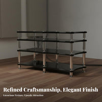 High-Fidelity Equipment Rack High Load Capacity Shock Absorbing Stereo Rack Heavy Duty Piano Finish Component Shelf for Home Theater, Listening Room